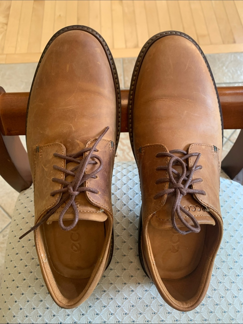 Ecco Men's Chestnut Brown Leather Derby Oxfords